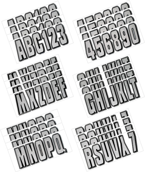 Hardline Boat Lettering Silver/Black 3″ Registration Kit SIBLK320