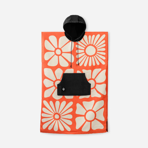 Nomadix Changing Poncho Big Flowers Expedition Orange front view