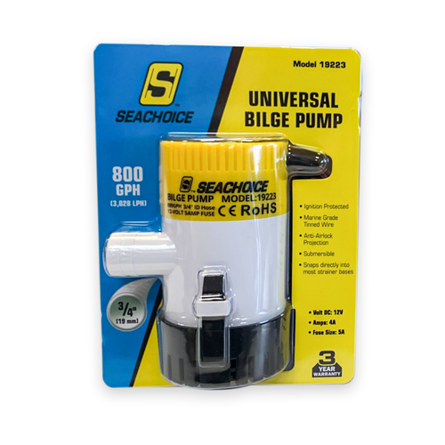 Seachoice 19223 800 GPH universal bilge pump in packaging
