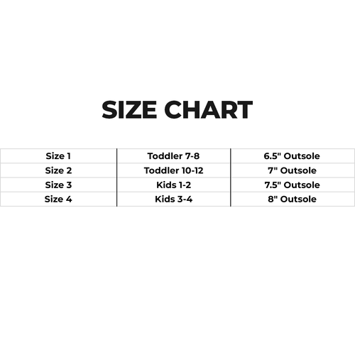 Jetpilot Kid's Water Shoes size chart