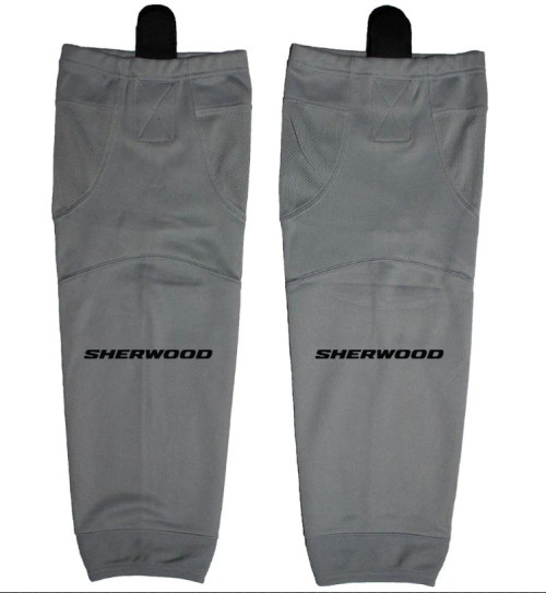 Sherwood SW150 senior hockey socks grey front view with embroidered logo