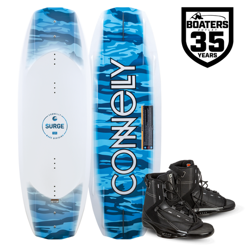 Connelly Surge 125 Wakeboard Package with O'Brien Access Bindings (Size 2-5) – Youth Beginner Wakeboard Set – Boater’s Outlet Custom Exclusive