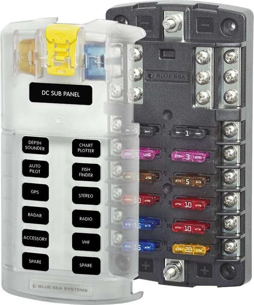 Blue Sea Systems ST Blade Fuse Block 5026 Cover Open