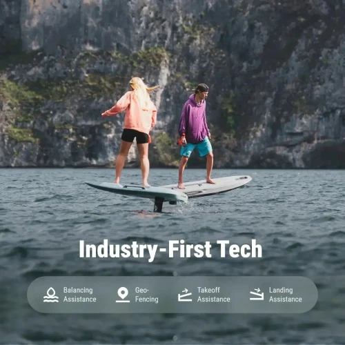 Waydoo EVO Pro Plus 90L eFoil board floating on water