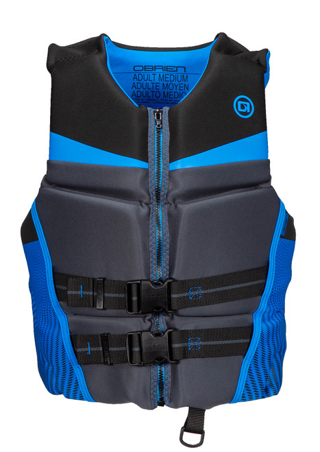 O'Brien Men's Flex V-Back Life Jacket 2026 Black/Blue front view