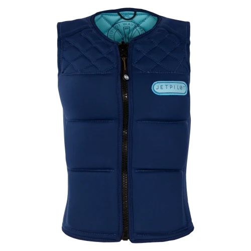 Jetpilot Women's Wavefarer Reversible Comp Wake Vest in Navy/Light Blue front view