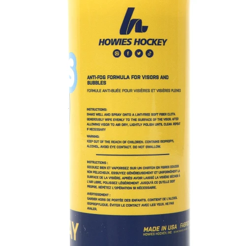 Howies Anti-Fog Visor Spray 4 fl. oz. bottle for hockey visors and bubble shields