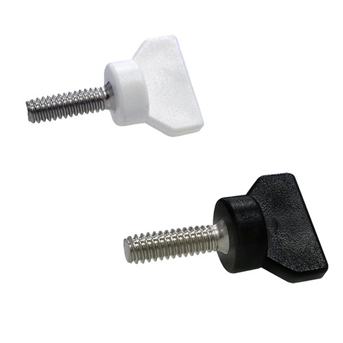 Seasense 1/4" Thumb Screws, replacement nylon thumb screws, bimini mounting bracket screws, 1/4" thumb screws for bimini tops, nylon thumb screws for boats, tool-free thumb screws, black and white thumb screws, bimini top fasteners, bimini bracket replacement screws, boat thumb screws