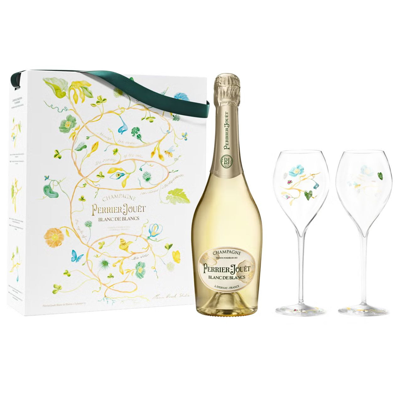【未開封セラー出し】Perrier Jouet Blanc de Blancs Perrier-Jouët Blanc de Blancs NV Glass Pack - The Wine Emporium