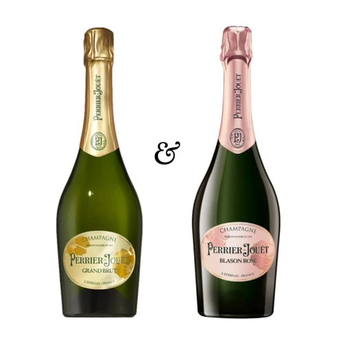 Perrier Jouet Duo Pack Deal Grand Brut and Blason Rose Bundle