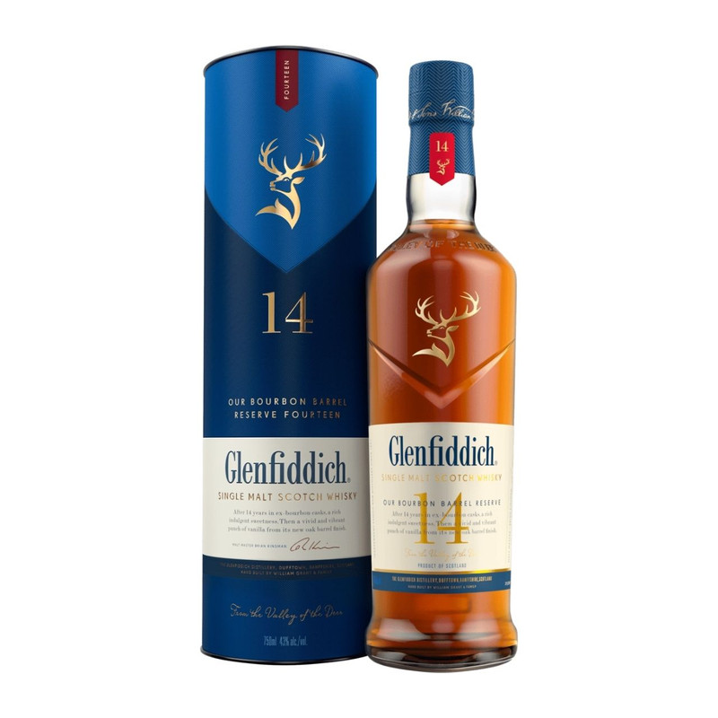 Glenfiddich 14 Yr Bourbon Cask Finish Single Malt Whisky 700ml