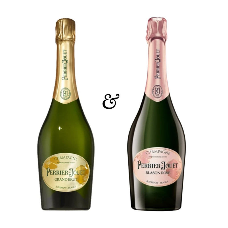 Perrier Jouet Duo Pack Deal Grand Brut and Blason Rose Bundle