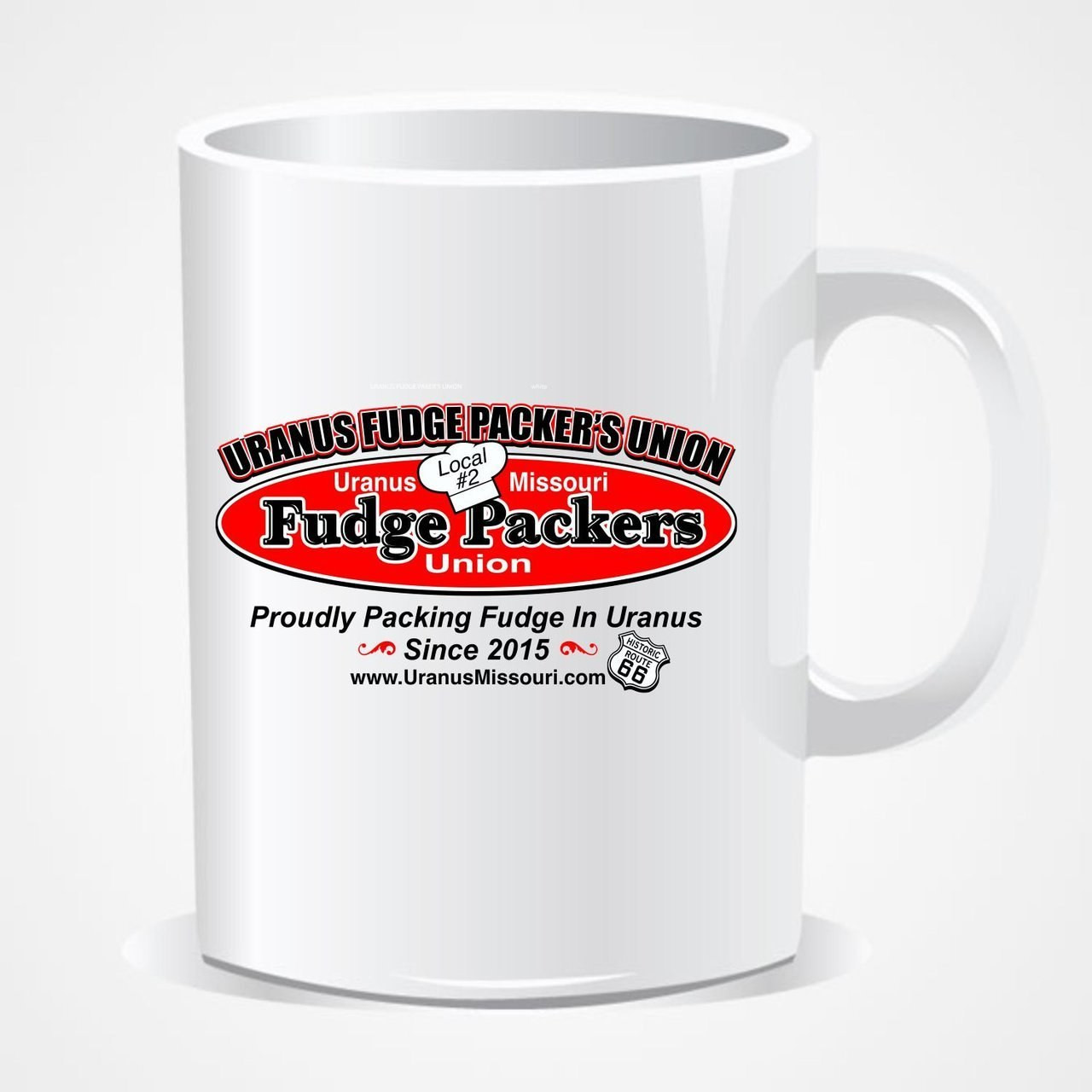 Uranus Fudge Packers Union Coffee Mug Double Sided with Route 66