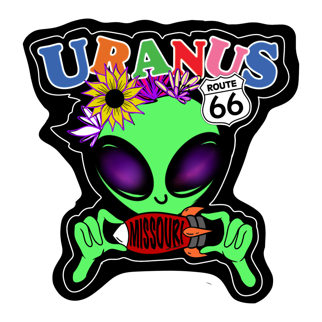 MOSSLESS ISSUE 1 zine　ポスター　缶バッチ　ステッカー Uranus Missouri Alien Holding Rocket Sticker | Uranus Fudge Factory