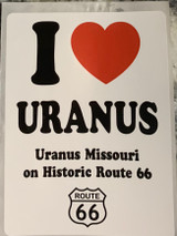 an I Heart Uranus route 66 sticker from Uranus Fudge Factory