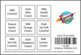 Uranus Chocolates flavors included in 9-piece box 