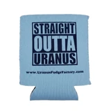Light blue "Straight Outta Uranus" insulated beverage sleeve from Uranus Fudge Factory