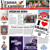 Uranus Examiner newspaper with an I Love Uranus Sticker. 