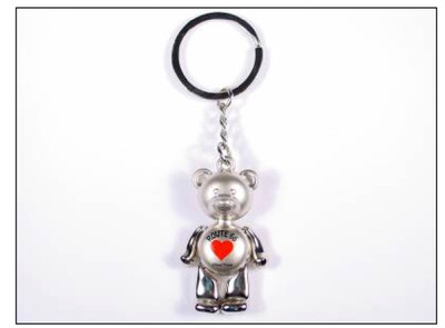 Moveable Bear Keychain on keyring. 