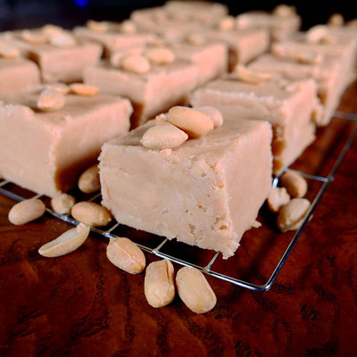 Peanut Butter fudge from Uranus on a cooling rack ready to become a delicious gift.