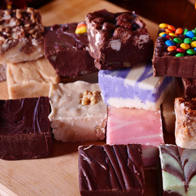 16 flavors of fudge from Uranus stacked in a pile