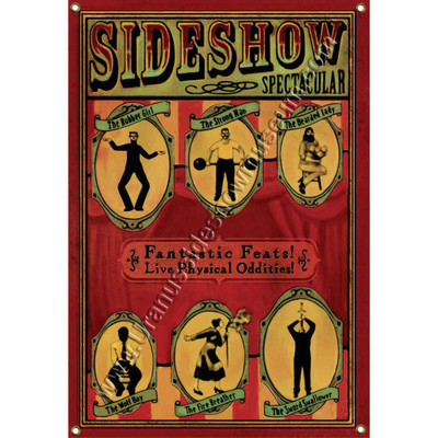 Vintage style Sideshow Spectacular carnival banner illustration graphic from Uranus Fudge Factory