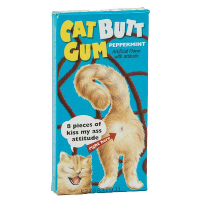Box of Cat Butt novelty peppermint gum from Uranus General Store