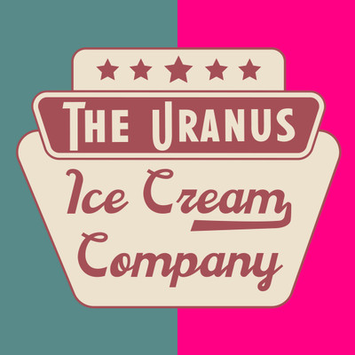 Front logo of the Uranus Ice Cream Company unisex t-shirt featuring a playful, retro-inspired vintage creamery graphic.