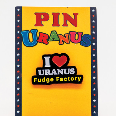 "I Heart Uranus" 1.75-inch metal enamel hat pin from Uranus Fudge Factory