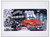 A novelty license plate featuring a classic red convertible car, an Historic Route 66 shield, and vintage signs