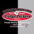 A graphic logo presented on a background split vertically with black on the left and grey on the right. Arched across the top in black text with a red and white outline is "URANUS FUDGE PACKER'S UNION". In the center is a red oval containing a white chef's hat marked "Local #2", flanked by the white words "Uranus" and "Missouri".