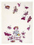 Unfolded dish towel featuring a retro woman, butterflies, and my safe word is takeout text.