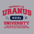 A grey and red collegiate-style typographic graphic logo from Uranus Fudge Factory.