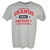 A grey short-sleeve graphic t-shirt featuring university text from Uranus Fudge Factory.
