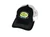 A black and white trucker hat against a white background. The front black panels and brim feature white contrast stitching, while the back panels are made of white mesh. The front is embroidered with a yellow oval reading "URANUS GAS 'N LUBE COMPANY" in green text, with a small teal "Established 2015" badge below it.