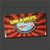 Uranus Missouri novelty magnet featuring a rocket ship graphic over a red sunburst pattern and solid dark background Uranus Fudge Factory.