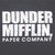 Distressed white Dunder Mifflin Paper Company logo graphic on a dark background.