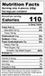 Nutrition facts label for a four piece serving size of maple bacon gourmet salt water taffy candy