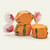 Three colorful wrapped saltwater Chili Mango taffy candies stacked together on a plain white background by Uranus Fudge Factory.