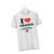 A white short-sleeve t-shirt displayed on a white hanger features the classic "I [red heart] URANUS" design, followed by smaller text reading "Uranus Missouri on Historic Route 66" and a small Route 66 shield.