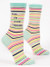 Striped crew socks printed with a funny Shhhh... I'm overthinking quote.