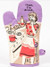 Funny retro oven mitt printed with an Oops, I'm drunk kitchen graphic.