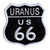 Embroidered black and white Uranus US 66 highway shield souvenir patch from Uranus Fudge Factory