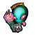 Alien ice cream sticker graphic isolated on a plain white background by Uranus Fudge Factory.