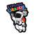 Cartoon astronaut sticker with Uranus Branding graphic isolated on a solid white background by Uranus Fudge Factory.