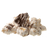 A small cluster of white chocolate caramel corn drizzled with milk chocolate by Uranus Fudge Factory.