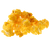 A small cluster of cheesy cheddar popcorn pieces displayed on a white background by Uranus Fudge Factory.