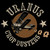 Uranus Crop Dusters vintage airplane logo graphic on a black background by Uranus Fudge Factory.