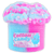 Blue and pink Cotton Candy Frost icee slime puffing out of its jar, sprinkled with pastel cloud fimo slices