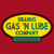 Close-up of the Uranus Gas ‘N Lube Company logo on the red hoodie: yellow oval with green lettering and an ‘Established 2015’ banner